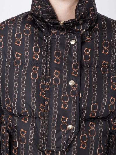 Shop Ferragamo Chain Link Print Puffer Jacket