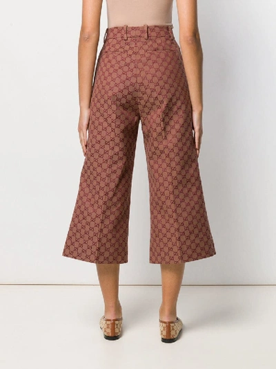 Shop Gucci Gg Wool Canvas Culotte Pant In Red