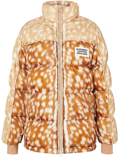 Shop Burberry Deer Print Puffer Jacket