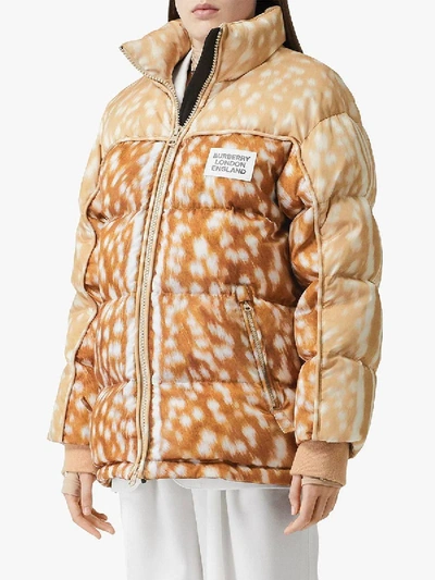 Shop Burberry Deer Print Puffer Jacket