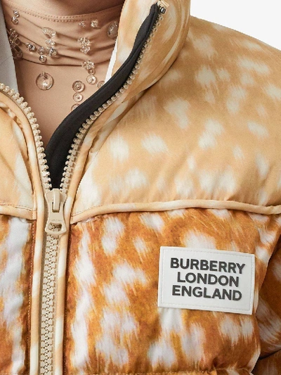 Shop Burberry Deer Print Puffer Jacket