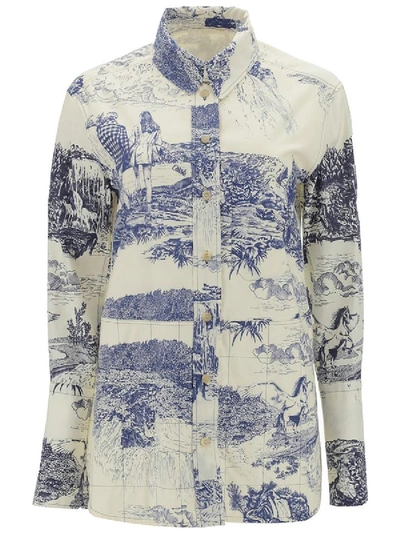 Shop Chloé Blue And White Cotton Shirt