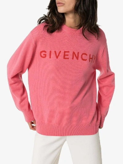 Shop Givenchy Pink Logo Cashmere Sweater