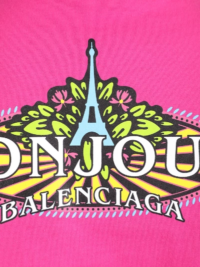 Shop Balenciaga Bonjour Logo T-shirt Pink