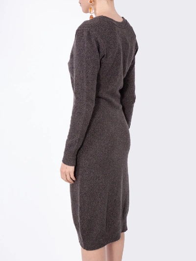 Shop Alexandra Golovanoff Grey V-neck Knit Dress