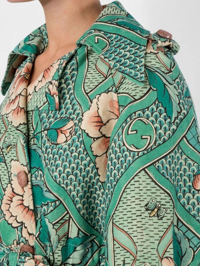 Shop Gucci Loraine Floral Print Coat In Green