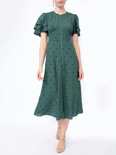 Shop Alexa Chung Green Flower Print Midi-dress