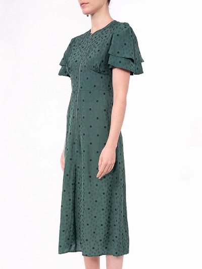 Shop Alexa Chung Green Flower Print Midi-dress