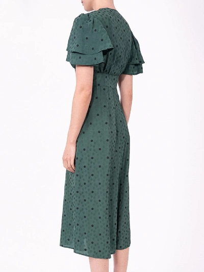 Shop Alexa Chung Green Flower Print Midi-dress