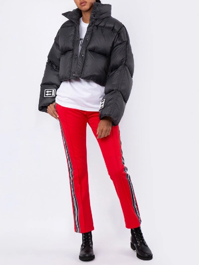 Shop Burberry Stripe Detail Double-waist Trackpants Red