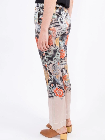 Shop Valentino Japanese Print Silk Flared Trousers In Multicolor