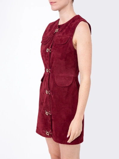 Shop Alexa Chung Burgundy Suede Mini Dress