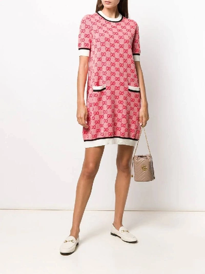 Shop Gucci Gg Knit Mini Dress In Multicolor