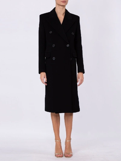 Shop Saint Laurent Black Double-breasted Coat