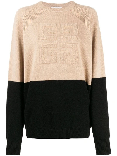 Shop Givenchy Two-tone Logo Cashmere Sweater Neutral