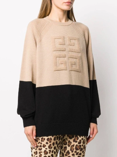 Shop Givenchy Two-tone Logo Cashmere Sweater Neutral