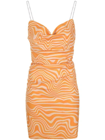 Shop Maisie Wilen Orange And Beige Print Mini Dress