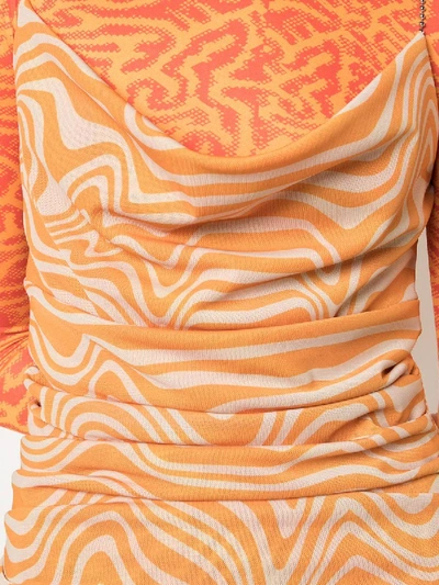 Shop Maisie Wilen Orange And Beige Print Mini Dress