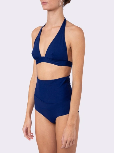 Shop Eres Fourlard Halter Bikini Top In Blue