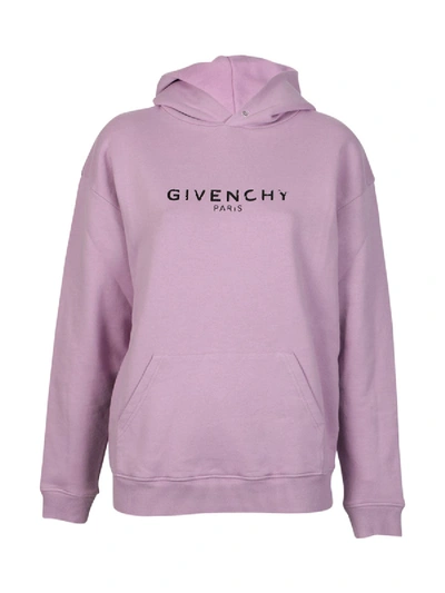 Shop Givenchy Distressed Logo Print Hoodie Pink