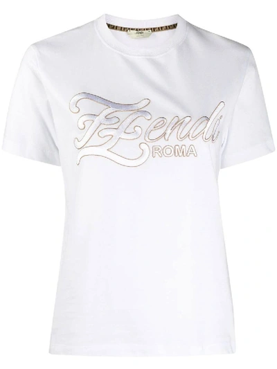 Shop Fendi Embroidered Ff Karligraphy T-shirt