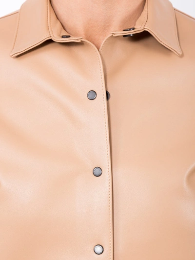 Shop Carmen March Beige Leather Shirt In Neutral