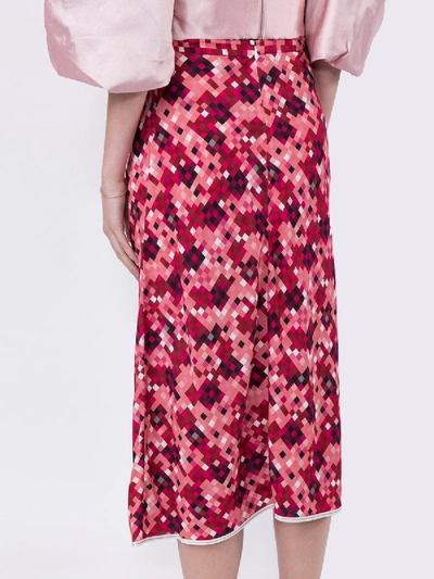 Shop Marni Pixel Print Pleated Skirt In Pink