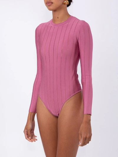 Shop Casasola Pink Ribbed Bodysuit