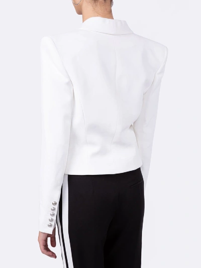 Shop Balmain Cropped Double-breasted Blazer White