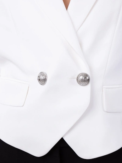 Shop Balmain Cropped Double-breasted Blazer White