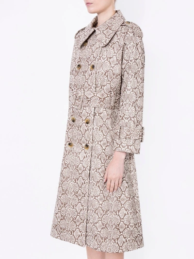 Shop Alexa Chung Faux Snakeskin Trench Coat In Neutral