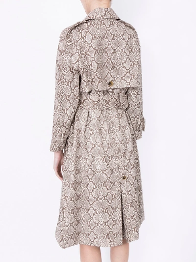 Shop Alexa Chung Faux Snakeskin Trench Coat In Neutral