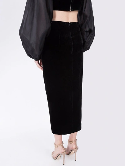 Shop Rasario Draped Velvet Skirt Black