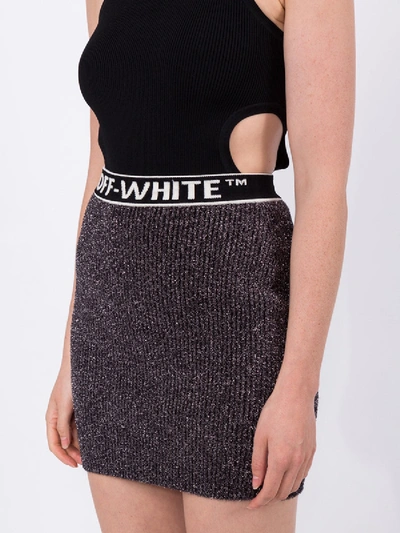 Shop Off-white Metallic Knitted Mini Skirt