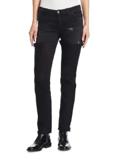 Shop Alchemist Turner Suede-trimmed Jeans In Black