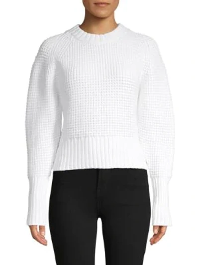 Shop Carolina Herrera Long-sleeve Wool-blend Sweater In White