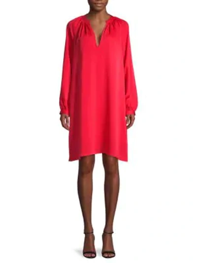 Shop Bcbgmaxazria V-neck Mini Shift Dress In Red