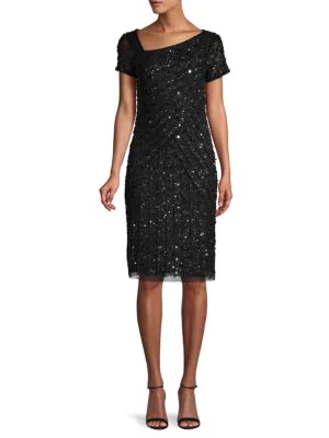 adrianna papell embellished sheath dress