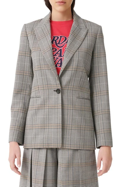 Shop Maje Check Blazer In Grey