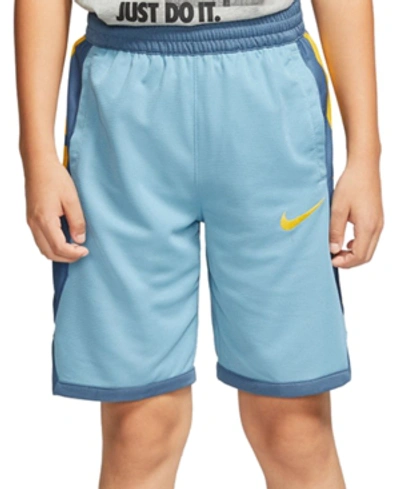 Shop Nike Big Boys Dri-fit Shorts In Cerulean/yellow