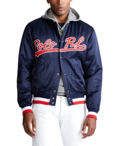 Shop Polo Ralph Lauren Men's Polo Rl Baseball Jacket In Newport Navy