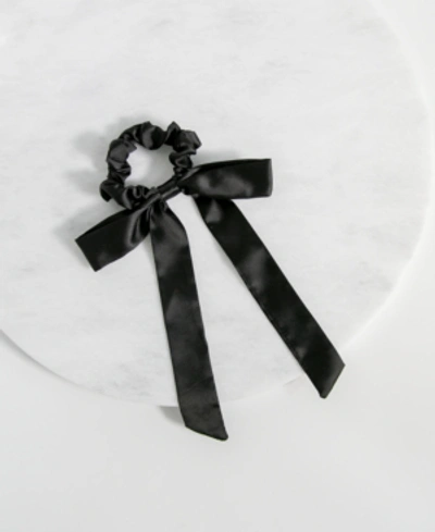 Shop Twelvenyc Black Satin Bow Scrunchie