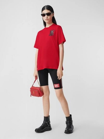 Shop Burberry Monogram Motif Cotton Oversized T-shirt In Bright Red
