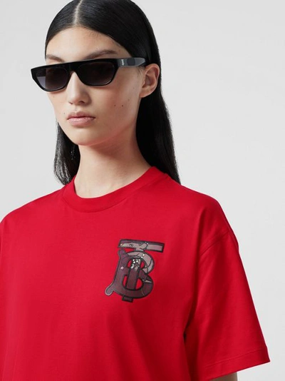 Shop Burberry Monogram Motif Cotton Oversized T-shirt In Bright Red