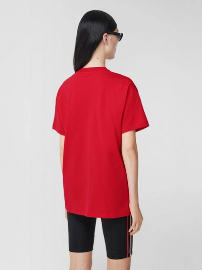 Shop Burberry Monogram Motif Cotton Oversized T-shirt In Bright Red