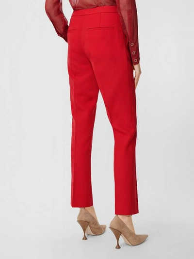 Shop Burberry Wool Tailored Trousers In Bright Red