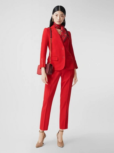 Shop Burberry Waistcoat Panel Wool Tailored Jacket In Bright Red