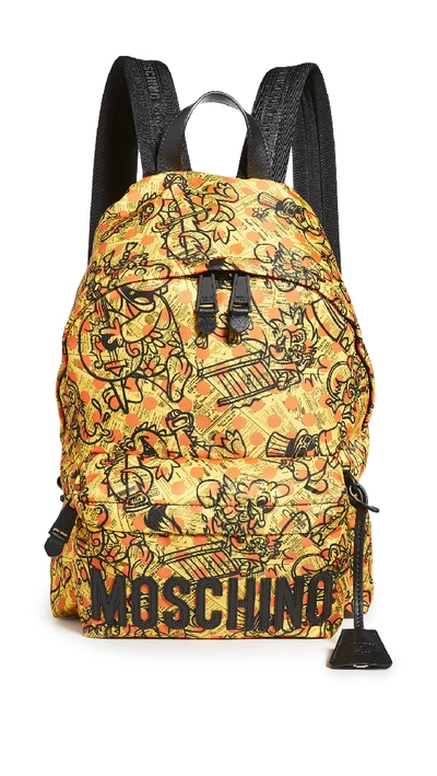 Shop Moschino Fantasy Print Backpack In Fantasy Print Yellow