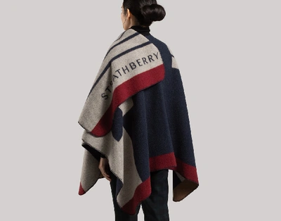 Shop Strathberry Colour Block Cape In Navy Mix