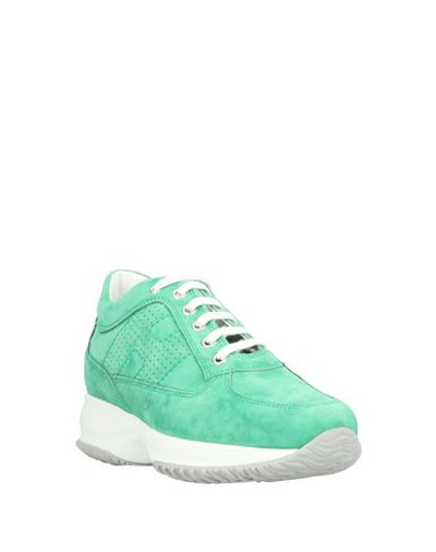 Shop Hogan Woman Sneakers Light Green Size 7.5 Soft Leather